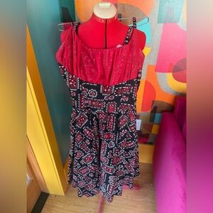 Pinup Couture Red & Black Bandana-Print Dress